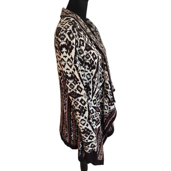Blu Pepper Womens Aztec Print Open Front Draped Cardigan Sweater Large - Picture 5 of 10